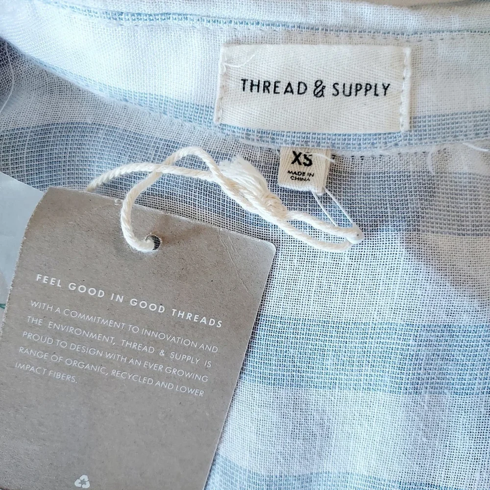 Thread & Supply Blue & White Striped Button Up Size XS - Picture 9 of 11